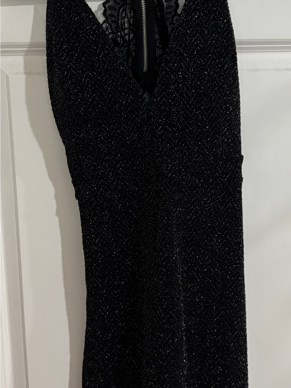 Black Sparkle Mini Dress Lace Back